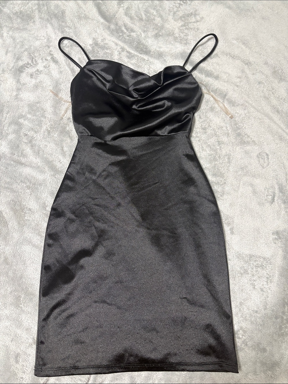 Windsor Black Satin Cowl Mini Dress